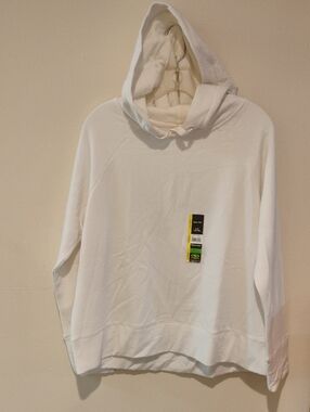Athletic Works White Off-Shoulder Hooded Sweater